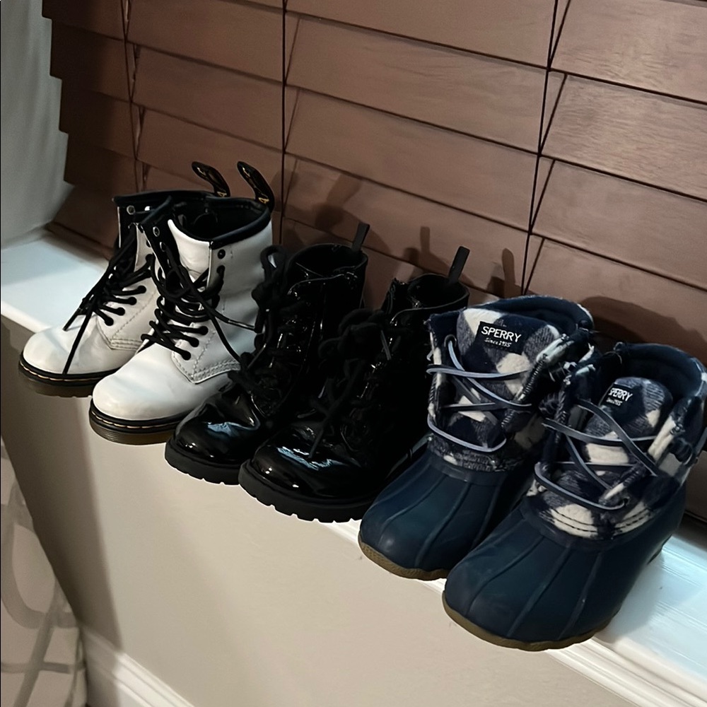 Sperry Navy Duck Boots and Assorted Kids Lace-Up Boots - White, Black, Navy